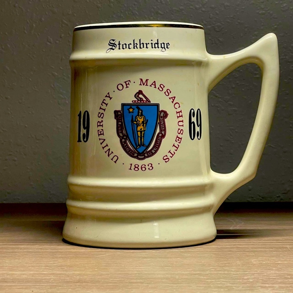 Antique Old Ceramic 1969 University Of Massachusetts Fraternity Mug Stein, Rare